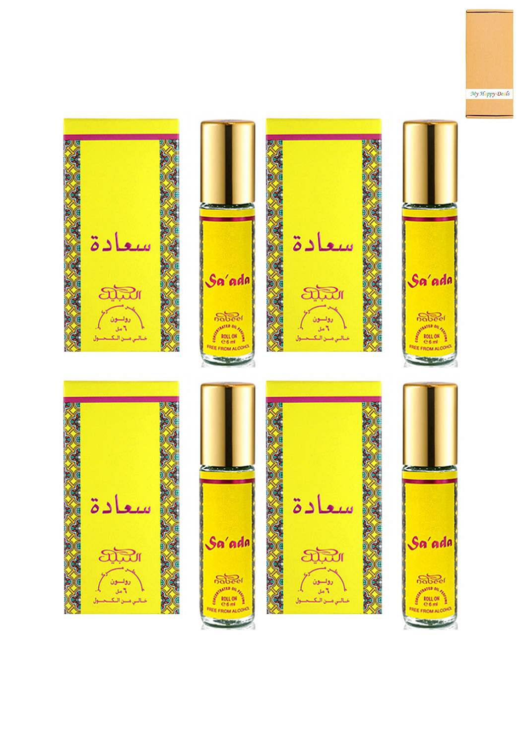 4 Pcs Nabeel Saada Alcohol Free Roll On Oil Perfume 6ML