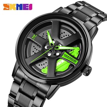 SKMEI 1787 Wheels Rolling Creative Fashion Men's Watch Che Youhui League Fans Butterfly Double Snap Watch GREEN
