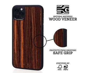 IPHONE CASE - WOOD WITH PLASTIC BASE - EBONY - FOR IPHONE 11