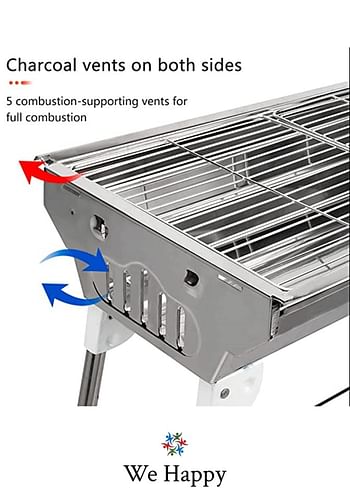 6 Pcs Portable Stainless Steel Barbecue Folding Outdoor Charcoal Grill, Perfect for Camping, Picnic, and Easier to Carry