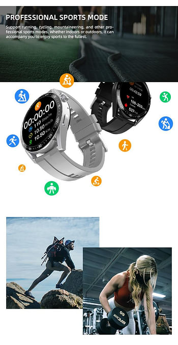 HW3 Pro Smart Watch Voice Assistant Blood Sugar Pressure Oxygen NFC IP67 Waterproof Bluetooth Call Wireless Charger for Android / IOS - BLACK