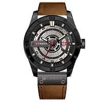 Quartz Watch For Men, Waterproof Analog Watches, Business Leather Strap Men's Wristwatch with Date 8301（Black-Brown）