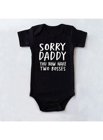 Sorry Daddy You Have Now Two Bosses Baby Bodysuit Romper Birthday Costume Dress- Grey - 9 to 12 months