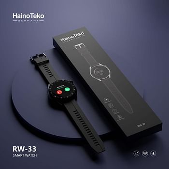 ساعة هاينو تيكو جيرماني RW33 الذكية بلوتوث 46 ملم مع حزامين مختلفين - أسود وفضي
