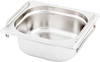 1/6 Steam Table Pan - 2.5" Deep - Collapsible Handles - Anti Jam - Commercial Grade Stainless Steel - 1ct Box - Met Lux - Restaurantware