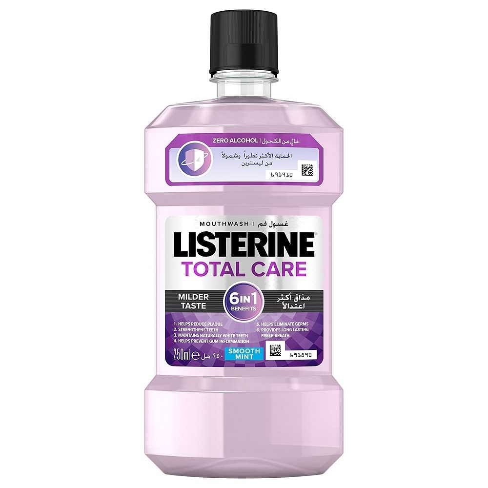 LISTERINE Mouthwash, Total Care, Zero Alcohol, Smooth Mint, 250ml