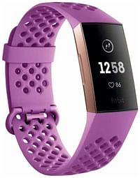 Fitbit Charge 3, Advanced Fitness Tracker - Rose Gold, Berry Sport