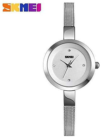 SKMEI 1390 Quartz Ladies Watch Thin Strap Women Watch Casual Stainless Steel Female Wristwatcch Silver