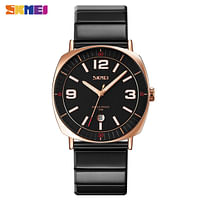 SKMEI Luminous Function Quartz Wristwatch Mens Luxury Stainless Steel Strap 3Bar Waterproof Date Time Watch - BB/RG