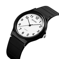 Skmei 1419 Fashion Simple Silcone Waterproof Wrist Watchomes For Girls Luxury Brand Quartz Watch Women - BW with Number