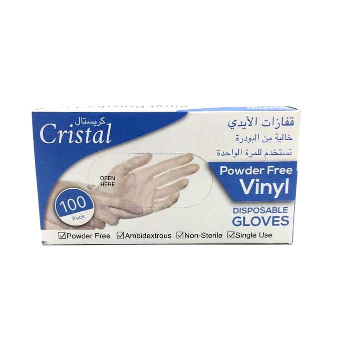 Crystal Power Free Vinyl, Disposable Gloves, 100 pack