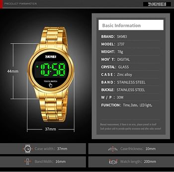 SKMEI 1737 Digital Watch Waterproof Touch Screen Luminous Display - Silver