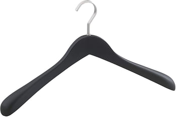 WENKO Hanger New York Black - clothes hanger, Wood, 44.5 x 25 x 4.6 cm, Black