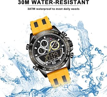 NAVIFORCE NEW NF8019T Waterproof Silicone Strap Watch Men's Sport Multifunction Quartz Analog Fashion Watch - B/B/Y