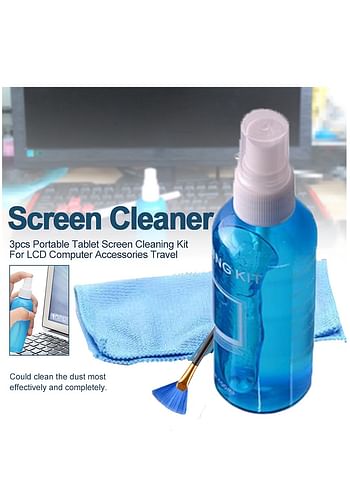 3 in 1 Multi Purpose univerasl screen LCD Cleaning Kit for Laptop computer LED and Smart Phone LCD Cleaner Suit (100ML)