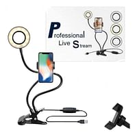 Professional Live Stream Stand & Cell Phone Holder, Social Media Influencer Live-Streaming Phone Mount and Light Kit
