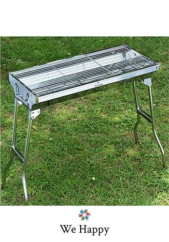 6 Pcs Portable Stainless Steel Barbecue Folding Outdoor Charcoal Grill, Perfect for Camping, Picnic, and Easier to Carry