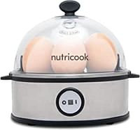 NutriCook NC-EC360 Rapid Egg Cooker 7 Egg Capacity Electric Egg Cooker for Boiled Eggs, Poached Eggs, Scrambled Eggs, or Omelets with Auto Shut Off Feature - Silver