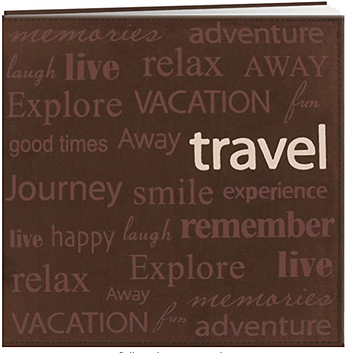 Pioneer MB10TXT-TR 12-Inch by 12-Inch Text Faux Suede Scrapbook, Travel