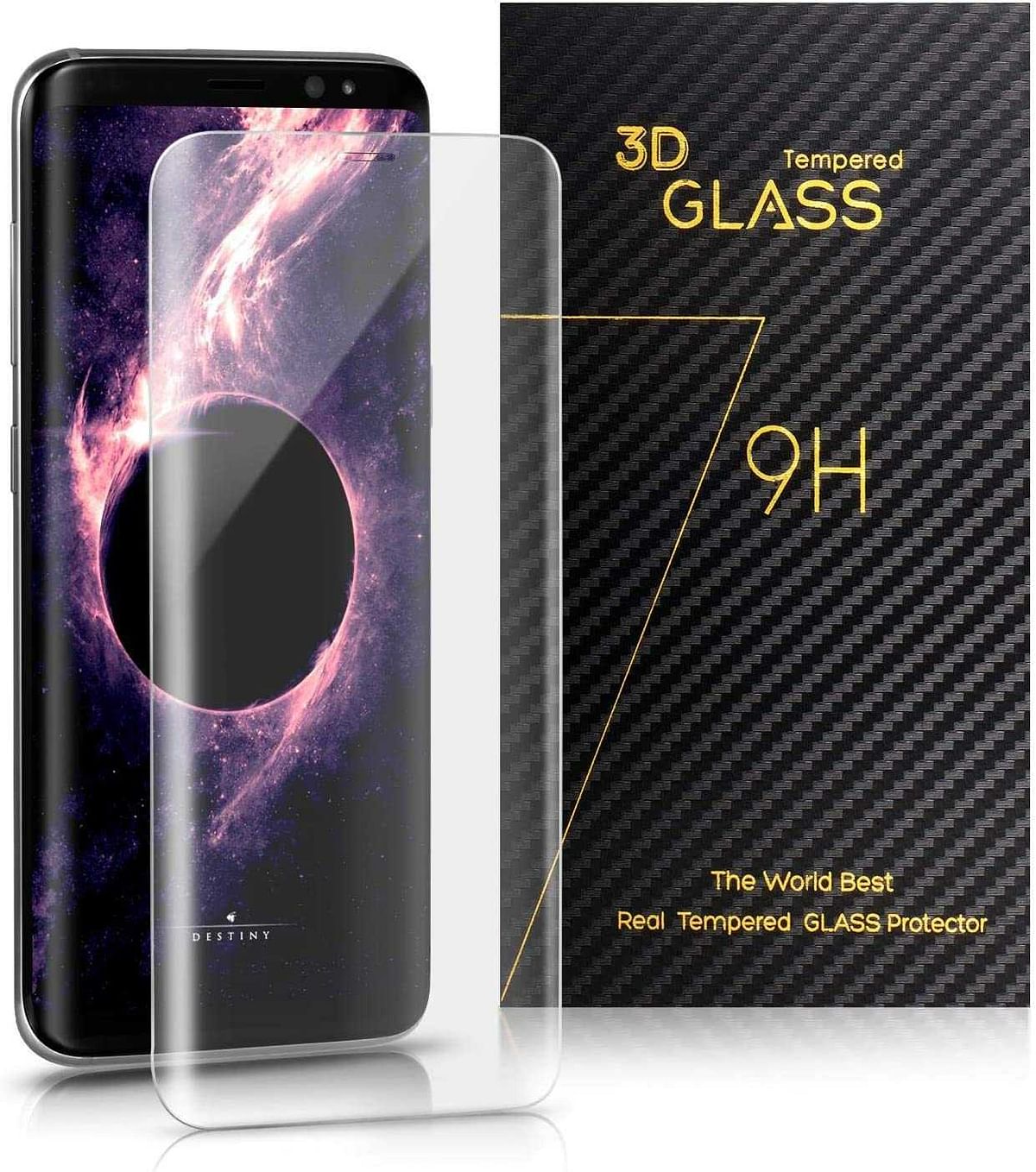 TOPLUS Samsung S8 Tempered Glass Case-Friendly Screen Protector 9H Hardness and 3D Curved Screen Cover with Transparent Shatterproof Phone Case for Galaxy S8  Transparent