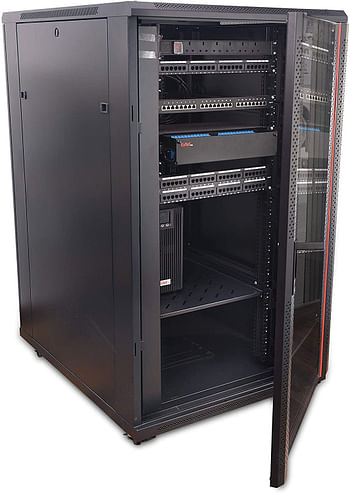 Network Server Cabinet 27U, 800x 1000mm 19" Rack with front glass door, rear mesh door, with 4 way fan unit, Black