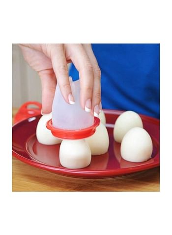 6-Piece Silicone Boil Egg Container Mold White/Red