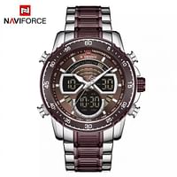 NAVIFORCE NF9189 Stainless Steel Dual Movement Digital Analog Dark Night Display Quartz Watch For Men S/CE