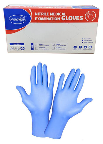 Powder Free Nitrile Disposable Blue Gloves 100 Pcs