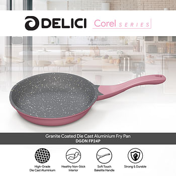 DELICI DGDN FP24P Granite Coated Die-Cast Aluminum Non-Stick Fry Pan