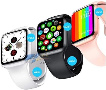 w26 plus smart watch w26 smart watch w26 smart watch series 6 W26 44mm Watch 6 Smart Watch ECG Heart Rate Monitor Temperature Waterproof IP68 PK IWO 11 IWO 8 IWO 13(white,pink,black) (black)