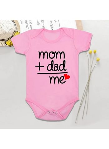 Mom Dad Me Baby Romper Funny Cute Infant Bodysuit Birthday Costume - Pink - 9 to 12 months