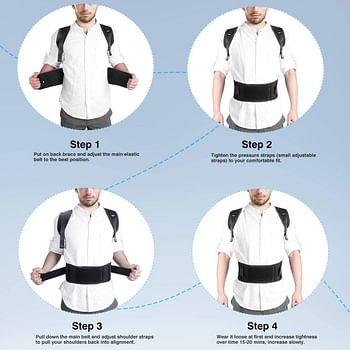 Back Brace Posture Corrector - Medical Grade Fully Adjustable Support Brace - Improves Posture and Provides Lumbar Support - for Lower and Upper Back Pain - Men and Women