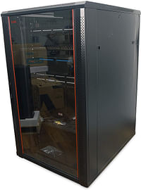 Network Server Cabinet 27U, 800x 1000mm 19" Rack with front glass door, rear mesh door, with 4 way fan unit, Black