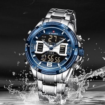 NAVIFORCE NF9201 Men Sport Military Luminous Digital Quartz Luxury Gold 3ATM Waterproof Wrist watch S/GN