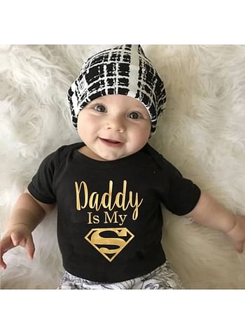 Daddy is my Super Baby Bodysuit Cute Romper Birthday Costume Dress- 9 to 12 months