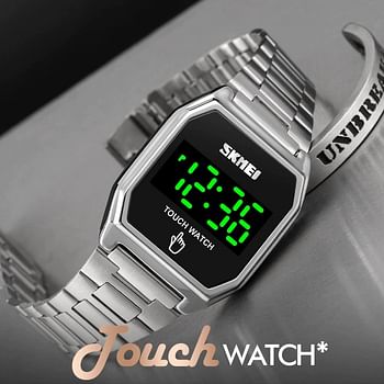 SKMEI 1679 Men / Women Digital Watch Touch Screen LED Display Electronicl Sport Wristwatch Waterproof - Silver