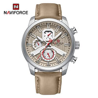 NAVIFORCE NF9211 Movement Quartz Mullti-Funtion Movement Water Proof Leather Straps for Men's - Silver Grey