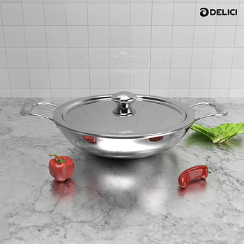 DELICI DTKP 32 Tri-Ply Stainless Steel Kadaipan with Premium SS Handle