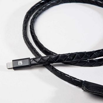 Kyte & Key Whip 1M Leather Lightning Cable - Black / Black