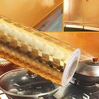 Kitchen Stickers, Self Adhesive Kitchen Aluminum Foil Stickers, Oil Proof Waterproof Stickers (Gold)