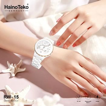 Haino Teko RW-15 Smartwatch Ceramic, 3 straps (Ceramic,Leather and Silicon), Heart Rate Sensor, Wireless charger, Battery Backup 1-2 Days Normal Usage, Bluetooth, Screen Size 46 mm