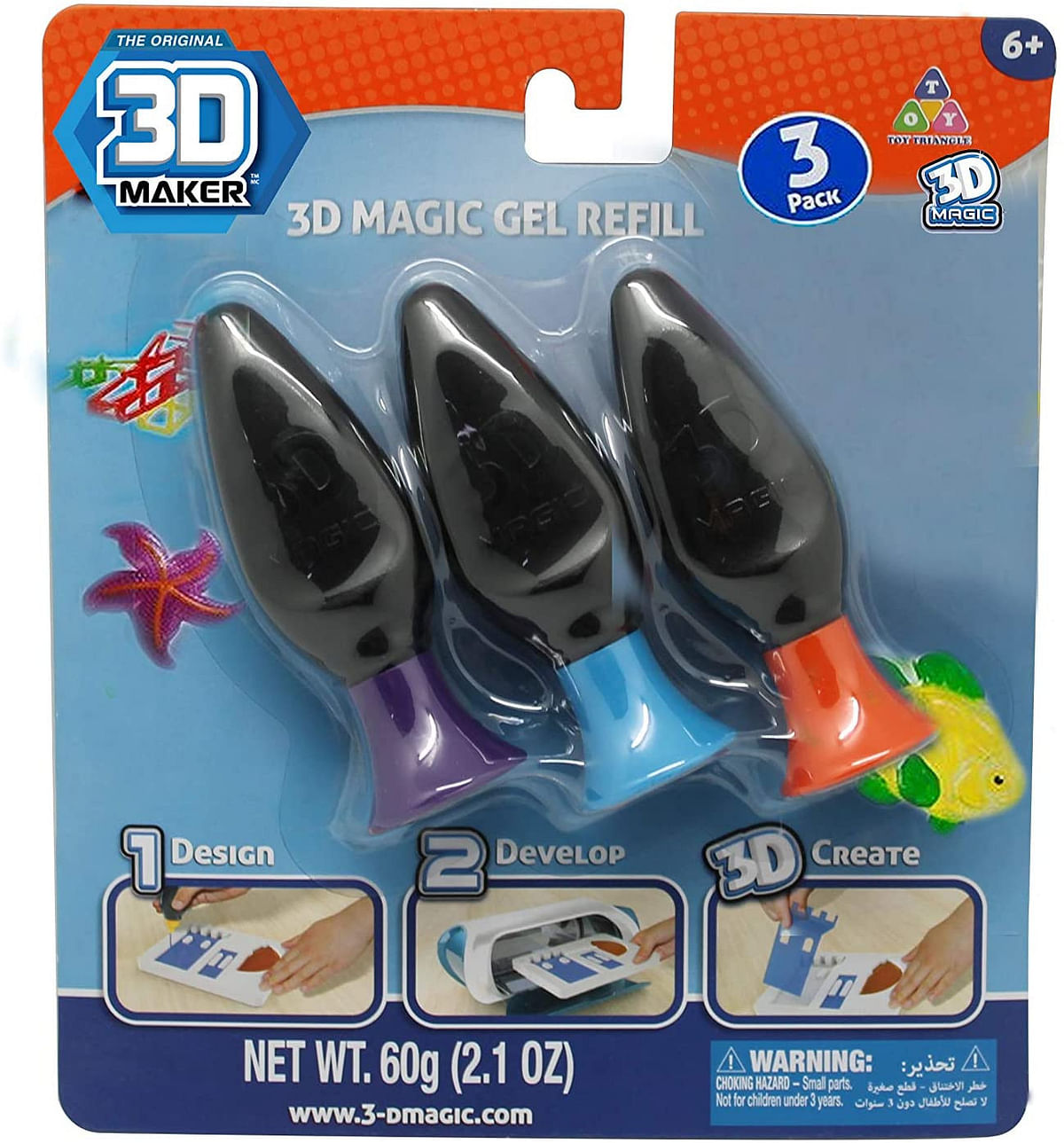 3D Magic Gel Refill 3 Piece Set, Multi Color