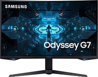 SAMSUNG Odyssey 32 inch G7 1000R Curved Gaming Monitor LC32G75TQSMXUE 1440p QHD 240Hz 1ms G Sync QLED HDR600, Black,