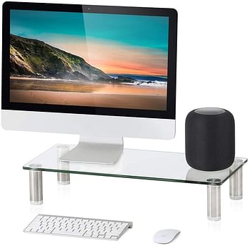 FITUEYES Glass Computer Monitor Riser Desktop Stand - DT105001GC