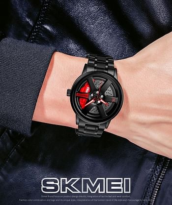 SKMEI 1787 Wheels Rolling Creative Fashion Men's Watch Che Youhui League Fans Butterfly Double Snap Watch WHITE