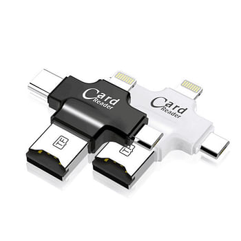 Generic 4 In 1 USB Otg Tf Micro Sd Card Reader 45*45millimeter Black / White