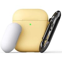 KEYBUDZ PodSkinz Switch Case with Carabiner for AirPods 1 & 2 - Pastel Yellow