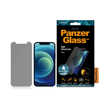 PanzerGlass Privacy iPhone 12 Mini Screen Protector - Standard Fit Tempered Glass w/ Anti-Microbial Surface Protection, Case Friendly & Easy Install - Privacy