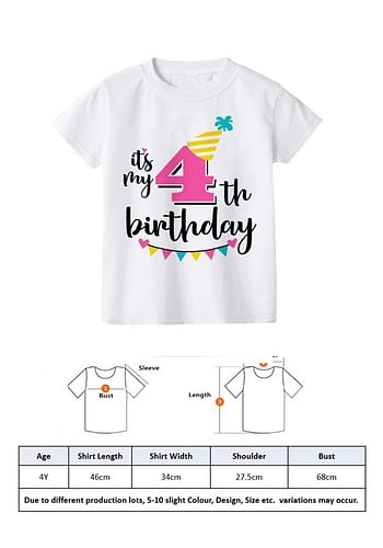 Its My 4th Birthday Party Boys and Girls Costume Tshirt Memorable Gift Idea Amazing Photoshoot Prop  - Pink