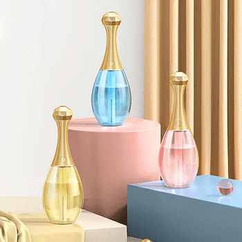 K13 Perfume Bottle Design Ultrasonic Mini Humidifier USB Mute Home Car Aroma Mist Diffuser with LED Night Light